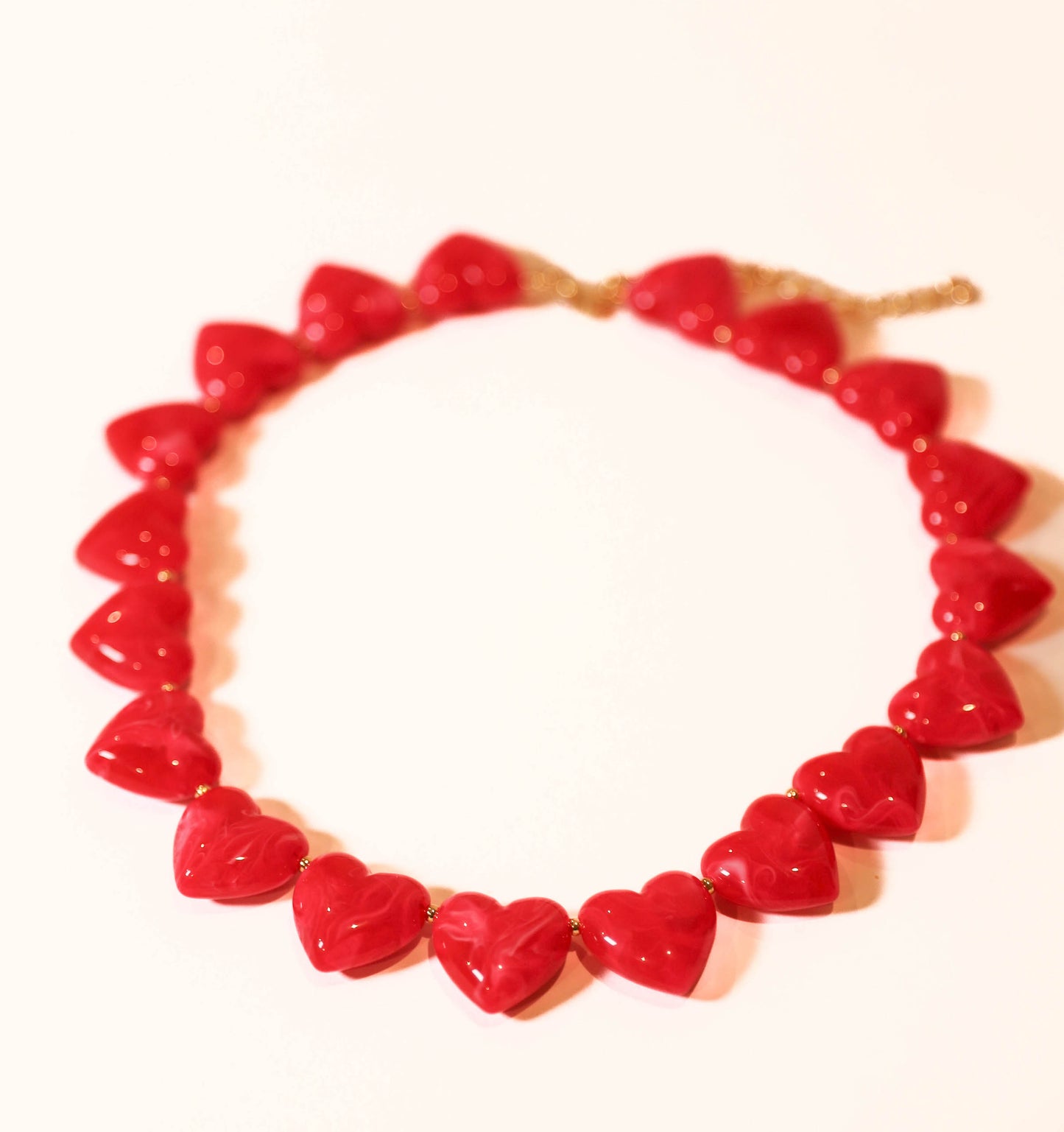 Dark Pink Heart Gem Necklace