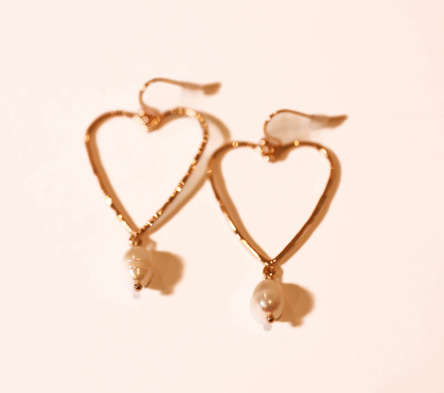 Gold Heart Dangle Earrings